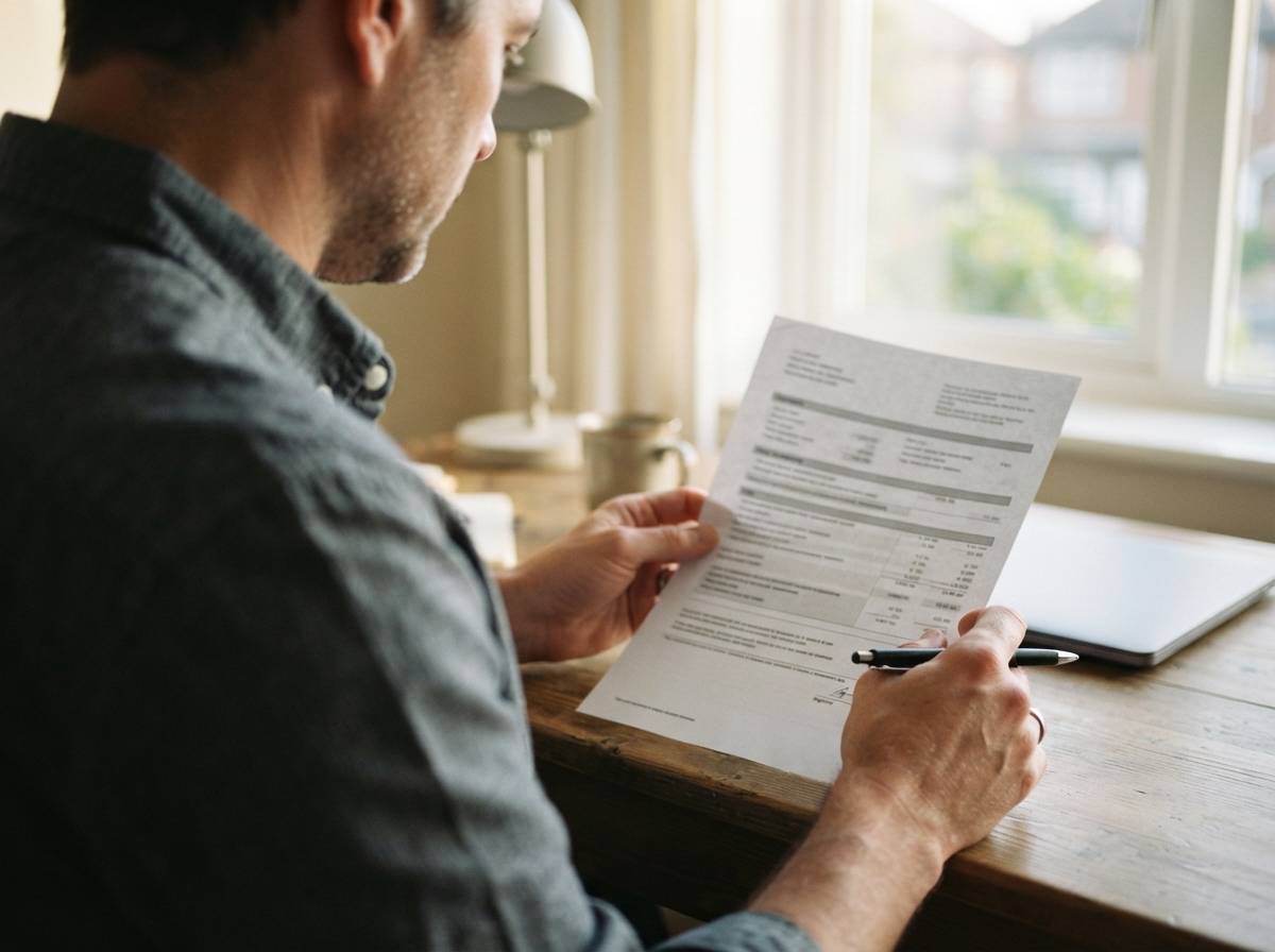 A man reviews the rates and fees printed on a personal loan document.